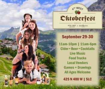 The 4th West Oktoberfest takes place Sept. 29-30, 2018. Prost! Photo Credit: Mountain West Hard Cider