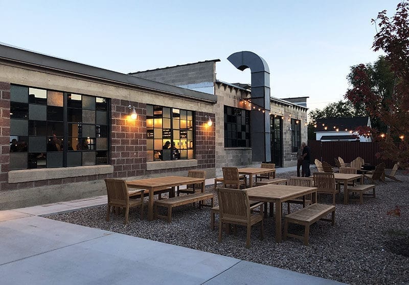 The spacious patio at T.F. Brewing is a comfortable spot to enjoy a pint of beer.