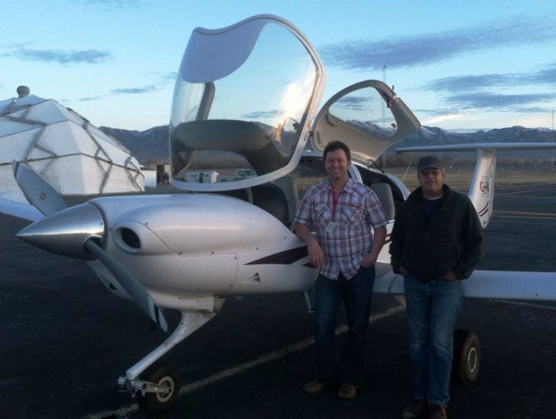 Ryan and his dad on the day of Ryan's first solo flight.