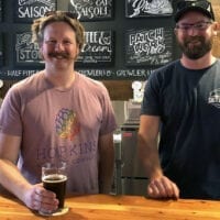 Chad Hopkins, left, of Hopkins Brewing and Scott Parker, of Salt Flats Brewing, collaborated on a Chile Mango Gose that will be available for the first time at the Utah Brewers Guild Fest on June 29, 2019.