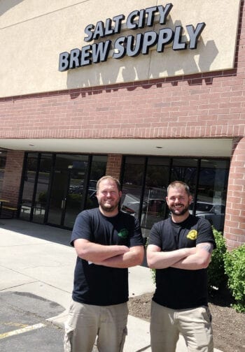 Ross Metzger, left, and Cody McKendrick own two homebrew supply shops in Utah and are in the process of opening Bewilder Brewing in Salt Lake City.