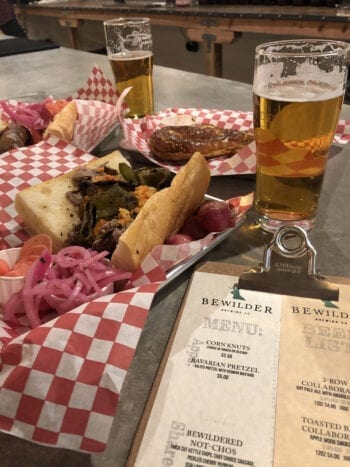 Sausages and sandwiches are on the menu at Bewilder Brewing.