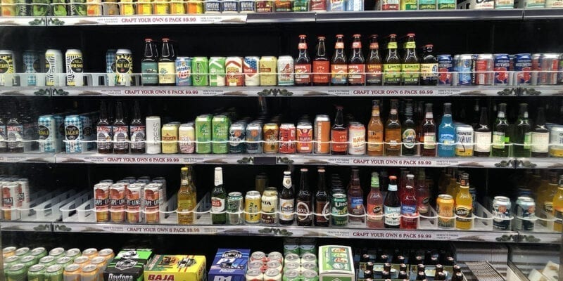 Shelves of 4% craft beer at Harmons grocery store in October 2019. A new law went into effect on Nov. 1, 2019, that allows for Utah retailers to sell beer containing up to 5% alcohol by volume.